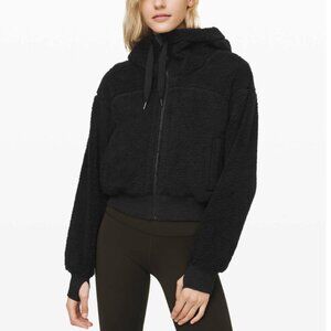 Lululemon Short Sweet and Sherpa Jacket Heathered Core Black Fleece Crop Small